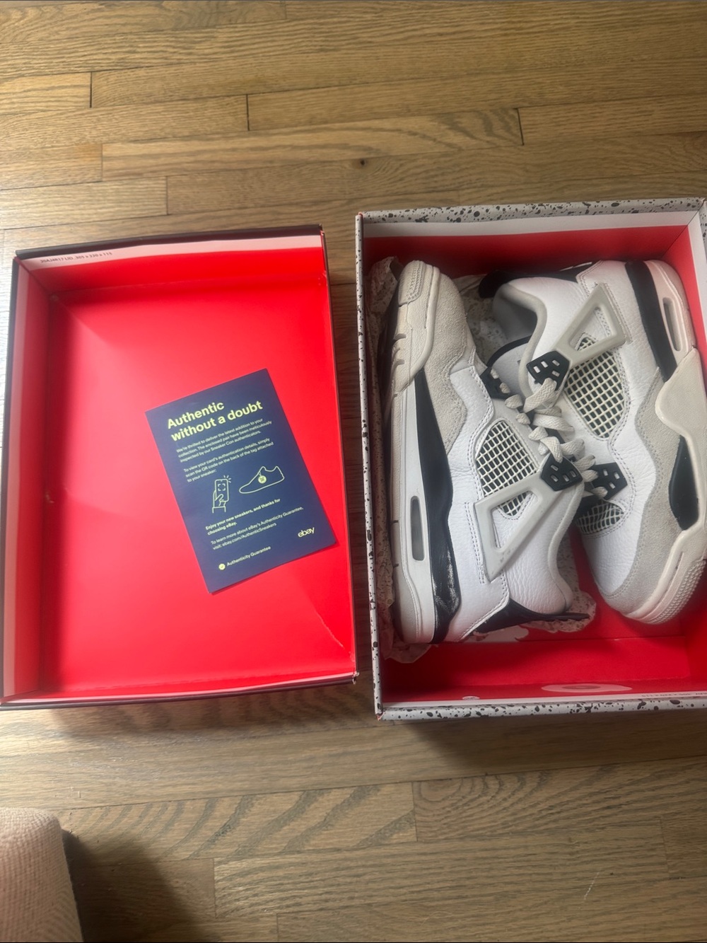 Jordan Kids White and Black Retro 4 Military Black